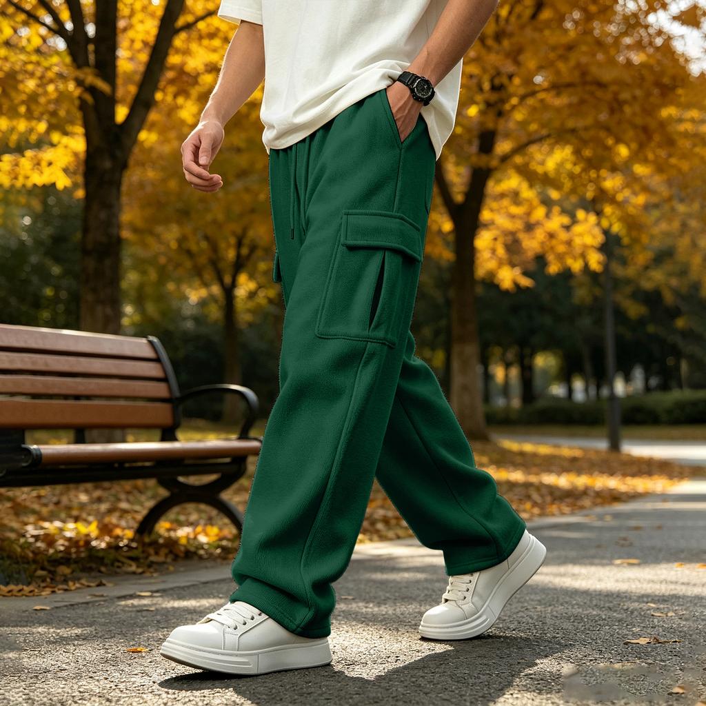 Men's Sweatpants, Casual Loose Fit Straight Leg with Multi Pockets, Plus Size, Everyday Wear