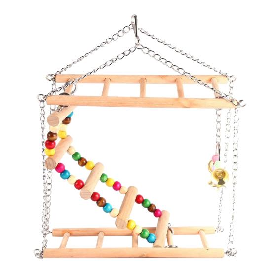 Suspension Climbing Swing Bird Parrot Squirrel Bite Beads Bell Toy Cage Decor