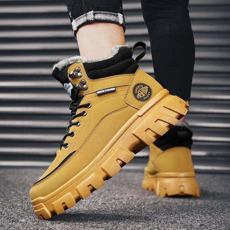 Winter Fashion Men's Boots Outdoor Thickened Insulation Casual Shoes for Men Comfortable High-top Yellow Boots Botas Para Hombre