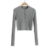 European & American Style Solid Color Cable Knit Cardigan - Round Neck, Single-Breasted, Long Sleeve Top for Women
