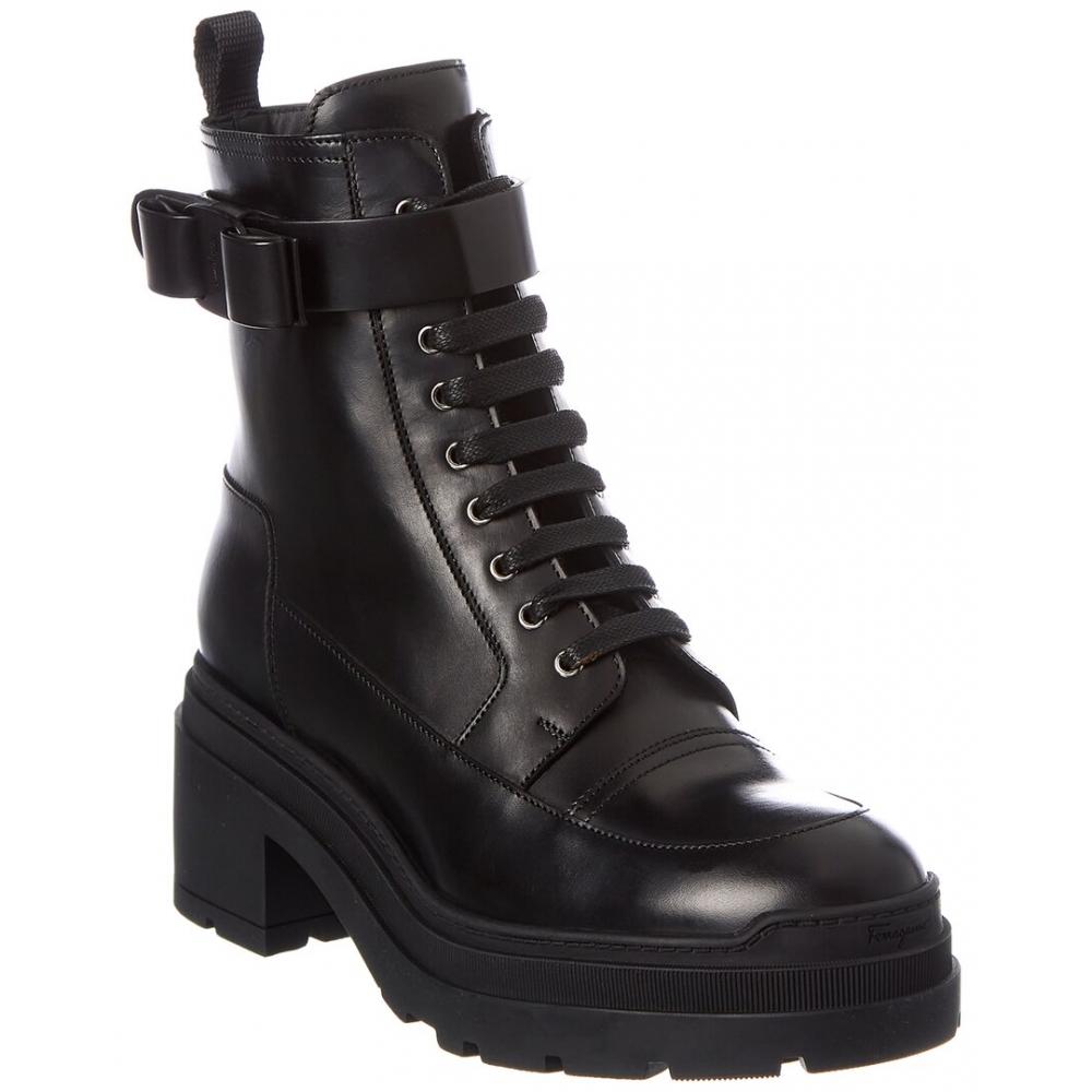 

Salvatore Ferragamo Ferragamo Lober Leather Biker Boot Black US 6.5