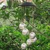 Solar Wind Chime Garden Metal Orb Wind Chime with Color-Changing Solar Lights Outdoor Decor Light-up Wind Chime for Porch Patio Balcony Decoration