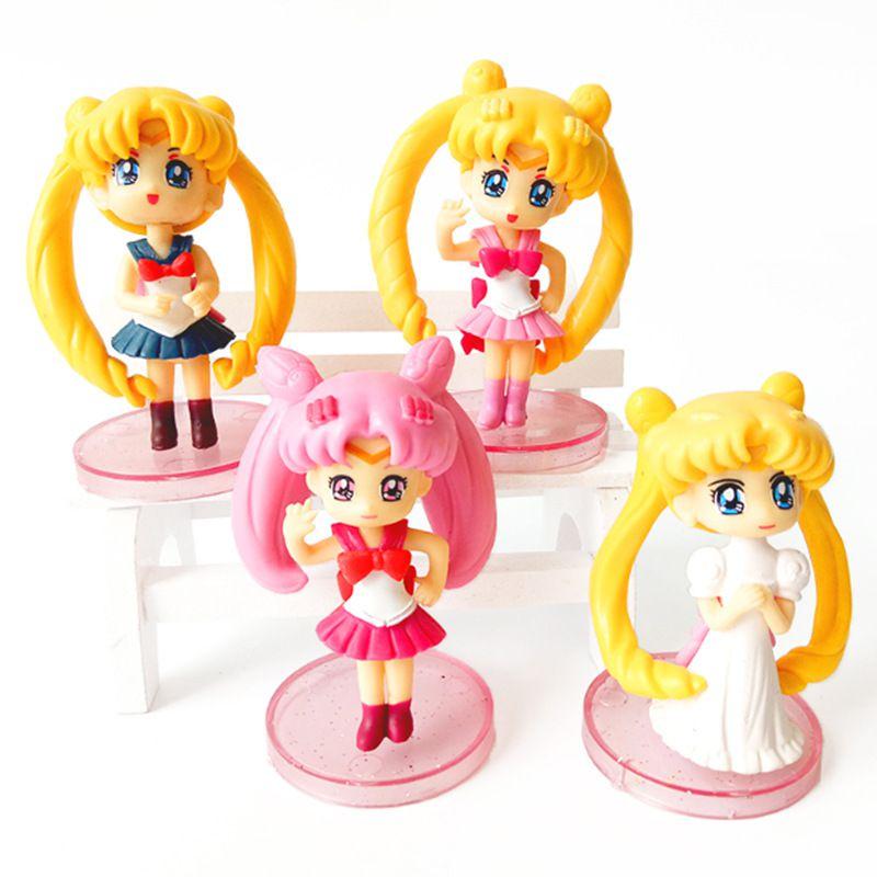 Adorable Sailor Moon Miniature 4pcs Set For Dollhouse And Cake Decoration