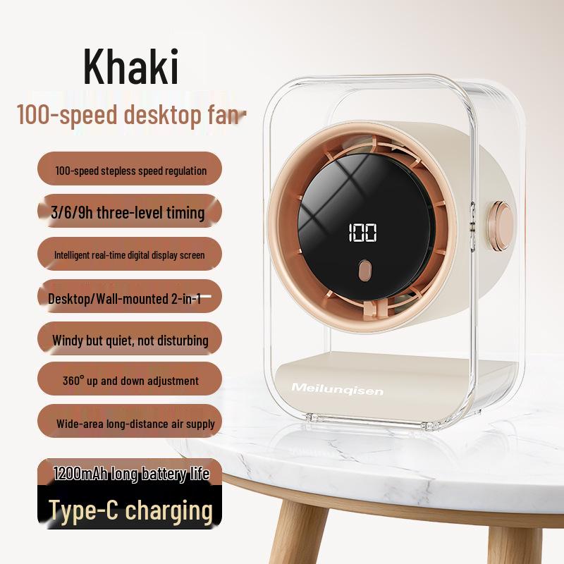 Smart Leafless Desktop Fan with Digital Display - USB Rechargeable, 100 Speed Turbo F6 Desktop Fan