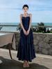 Sanya French Seaside Spaghetti Strap Ruffled Vacation Dress