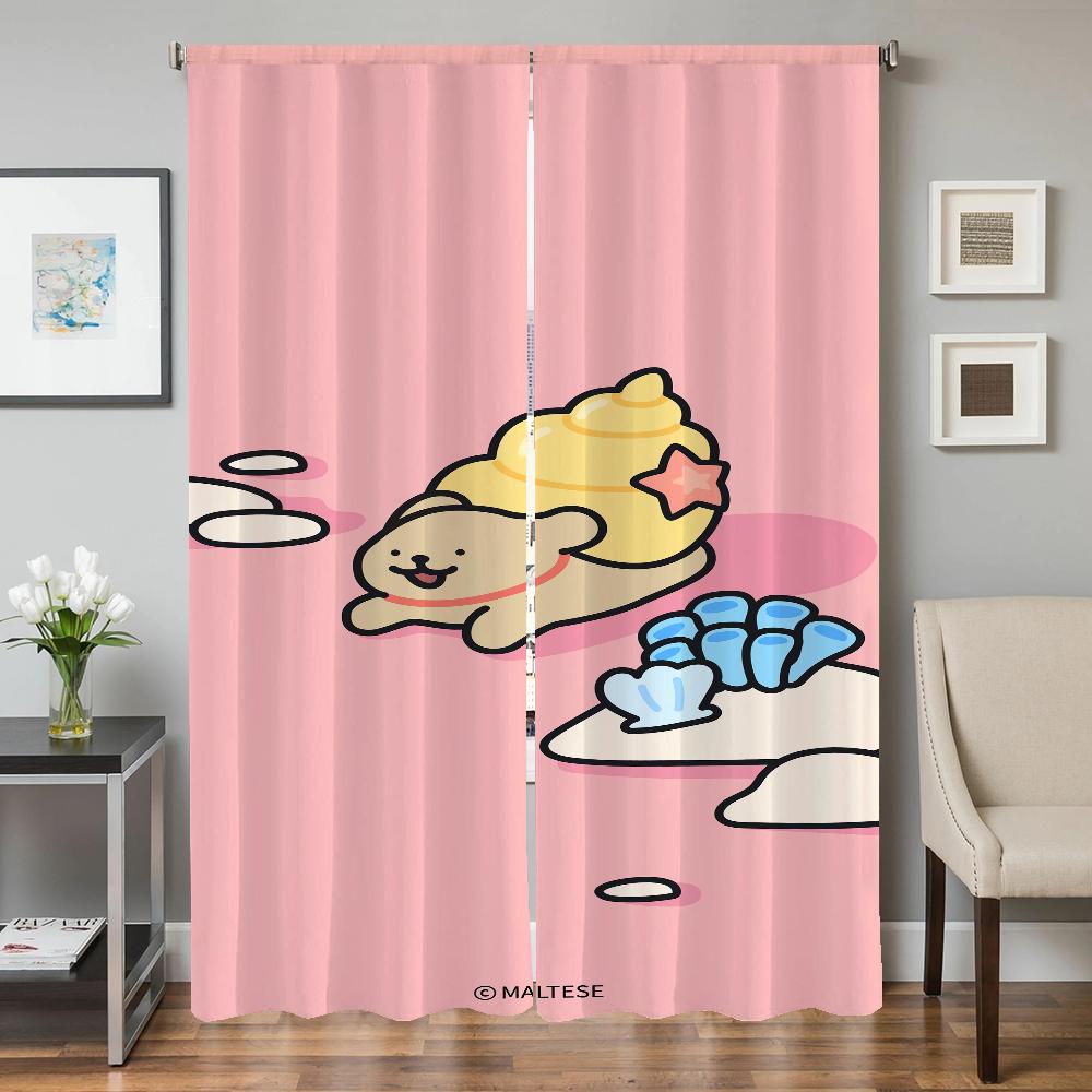 Home Interior Kitchen Curtains for Living Room 2 Pieces Blackout Curtains Door Curtain Maltese Dog Bedroom Decoration Partition