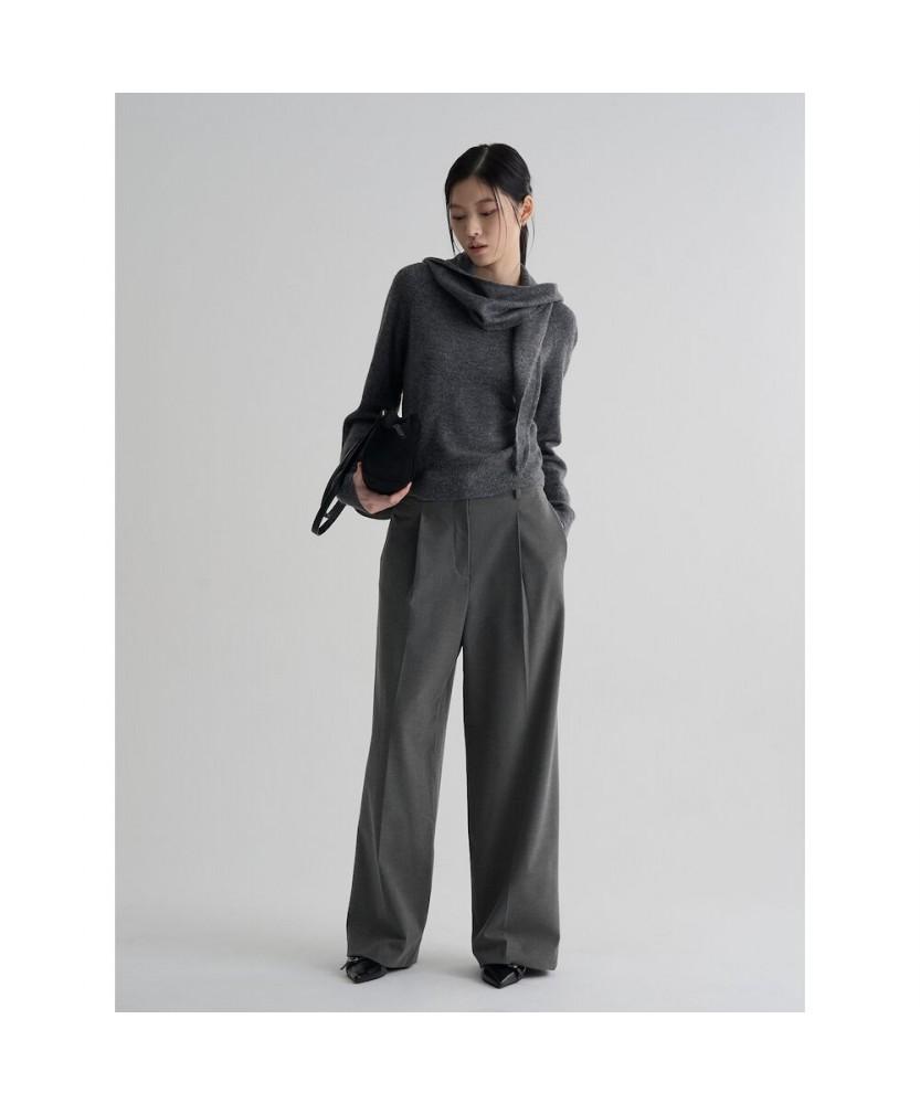 8seconds Winter Half-Banding Single-Pleat Wide Slacks Gray