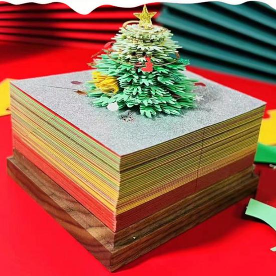 3D Christmas Tree Calendar Memo Pad 2026 Desk Time Piece Calendar Tear Away Paper Carving Art DIY Sticky Note Desktop Decoration for Christmas