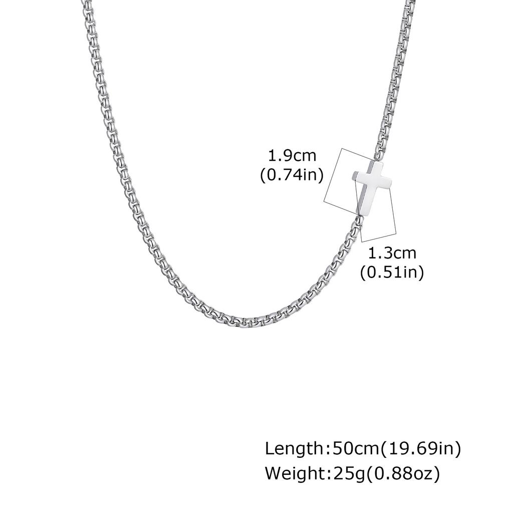 Vnox 50cm Stainless Steel Box Chain Necklace with Cross Pendant for Men Women, Hiphop Rock Jewelry Gifts for Birthday Christmas