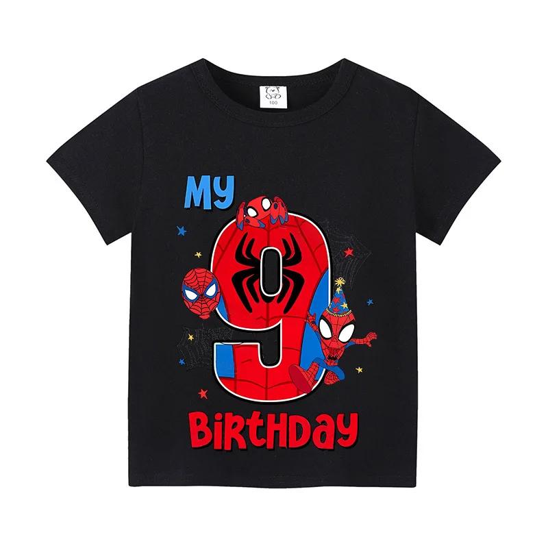 Spider Man Childrens Digital Tshirt Birthday Anime Short Sleeve Tshirt Childrens Cotton Top Cartoon Summer Preschool Clothing