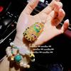 Vintage-Style Yellow Chalcedony Flower Charm Bracelet Earrings Set 18K Gold Plated Handmade Jewelry Women