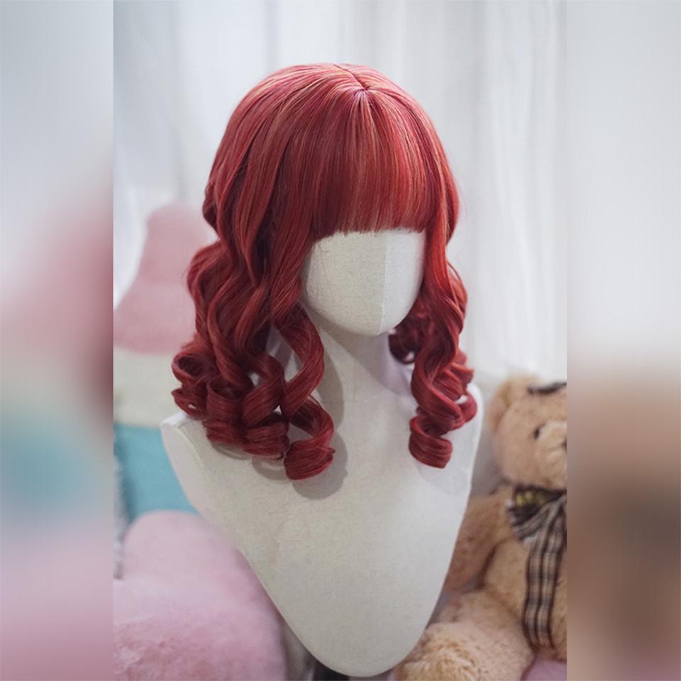 

Синтетический Ретро Короткий Волнистый Вьющийся Парик Для Косплея С Челкой Блондинка Белый Красный Лолита Хэллоуин Косплей Парик Для Женщин