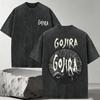 Metallband Grafik Vintage T-Shirt, Schnee-Waschung Distressed Kurzarm, Gojira Ästhetik Oversized Tee