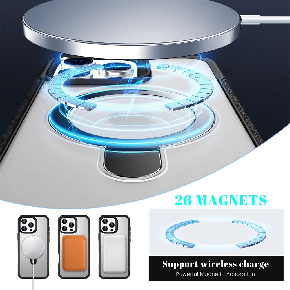 Wireless Charger Magnetic Protective Ring Holder Phone Case for IPhone 16E 16 15 13 12 Pro Max 14 Plus 11 XR Kickstand Cover