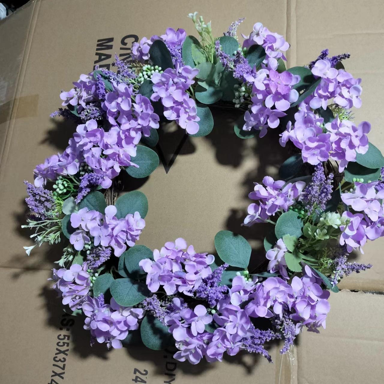 

Венок Имитация Лаванда Маргаритка Цветок Украшение Подвеска на дверь Рождественский цветок Имитация цветка Зеленое растение Трава 45cm