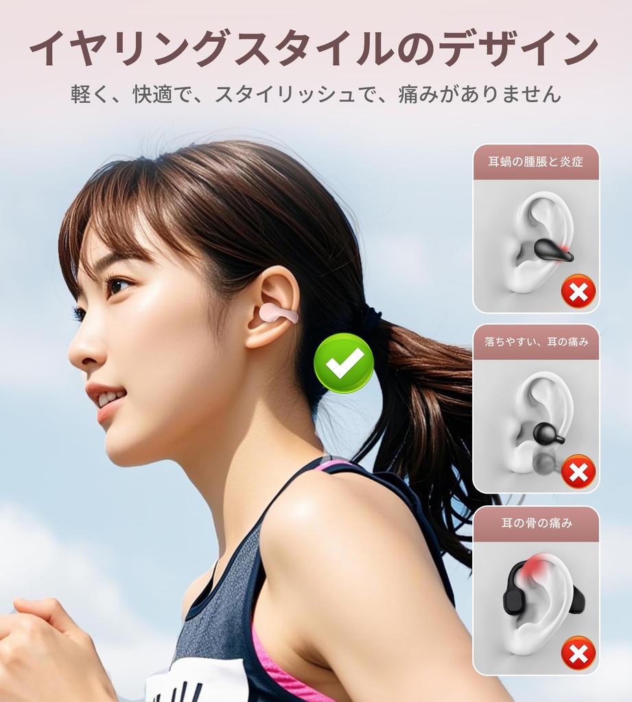 King Lucky Ear Cuff Wireless Earbuds  Open-Ear Design  Bluetooth 5.3 Compatible  IPX4 Waterproof  Built-in Microphone  Fast Charging  Sound Leakage