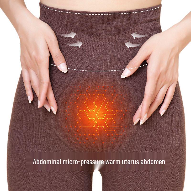 Women's Autumn Warm Clothing Set: Acrylic Heat-Generating Seamless Slimming Underwear and Pants for Body Shaping.
