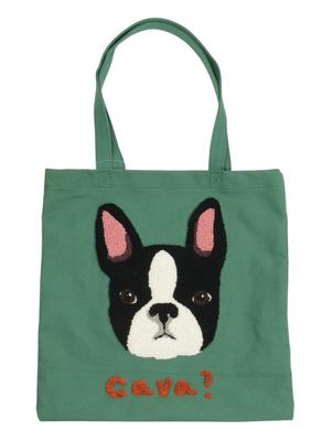 Freunde Hügel wau wau & miau Markt (Wafuwafu & Miaou Markt) Sagara Gestickte Gussetless Tragetasche, Französische Bulldogge Design, 912175