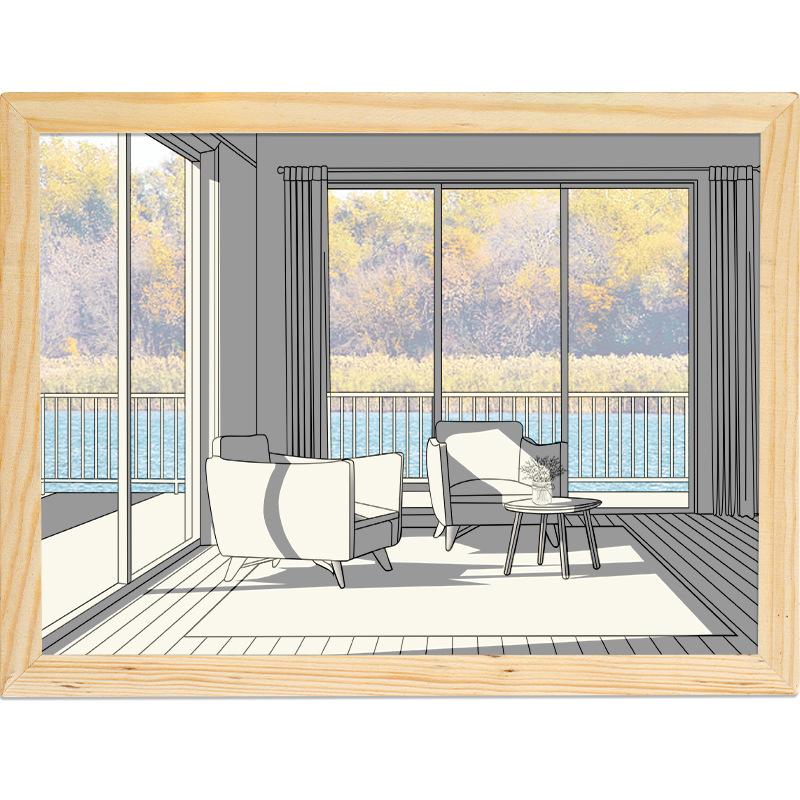 Modern vázlatos művészeti stílusú világításfestmény 9,65 * 7,28 hüvelykes háromszínű fényváltó LED dekoratív festmény, amely alkalmas hálószoba folyosójára