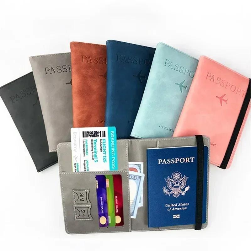 Mulheres homens rfid vintage negócios passaporte cobre titular multi-função id cartão de banco caso carteira de couro do plutônio acessórios de viagem