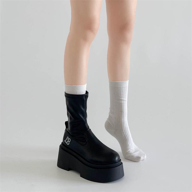 Autumn Winter Woman Knee-High Boots Fashion Comfort Soft Leather Platform Heel Long Booties Trend Women's Boots