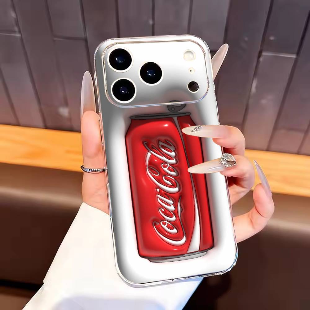 

CocaS-Fashion Cola Phone Case For iPhone17,16,15,14,13,12,11 Plus,Pro Max Soft Transparent Cover iPhone16promax