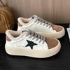 Thick-soled Cowhide Winter Velvet Star Shoes Women's New Versatile Sports and Leisure Shoes Warm Little White Shoes Cotton Shoes