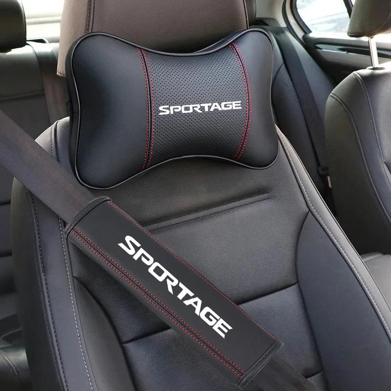 QAXS4 Leather Car Seat Pillow Neck Headrest Protect Auto Seat Belt Shoulder For Kia Sportage 4 2016-2018 2019 2020 2021 Accessories