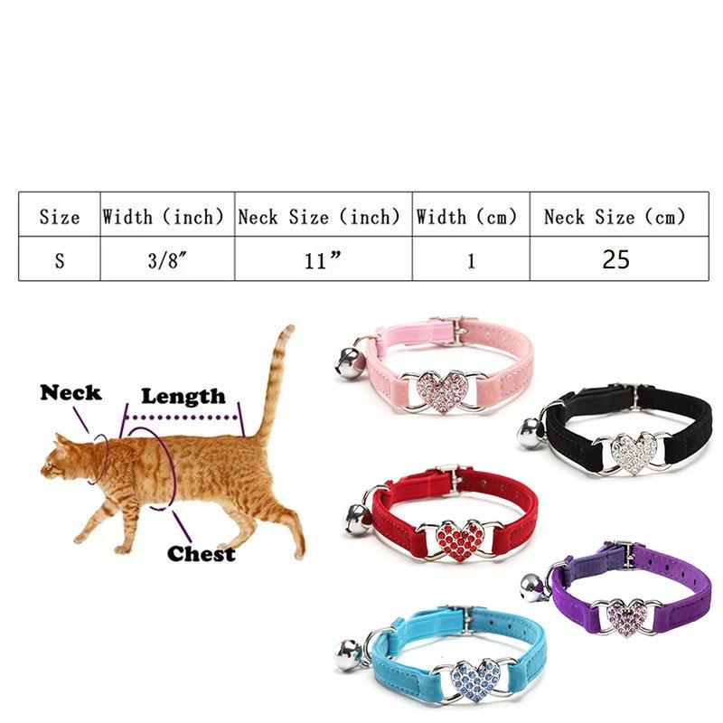 Cat Collar with Bell Necklace for Cat Strap Kitten Collar Breakaway Dog Collar Anti-strangling Armrests for Cat Necklace MBO05