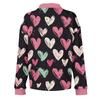 Damen Retro Street Lässiger V-Ausschnitt Langarm Knopf Valentinstag Herz Pullover Top