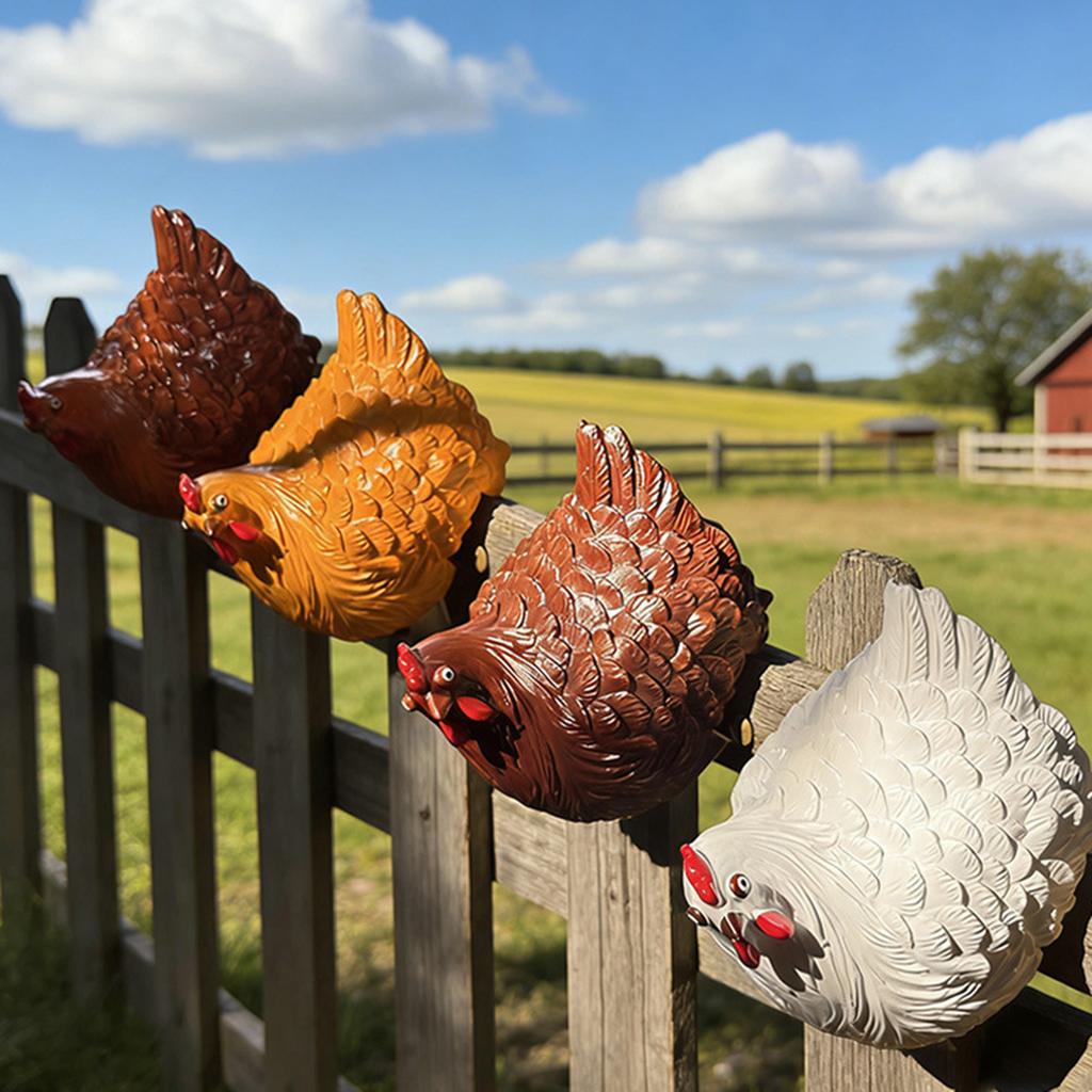 Chicken Ornaments Yard Art Decoration For Backyard Rooster Animals Stakes Animals Sculptures Garden Decoration