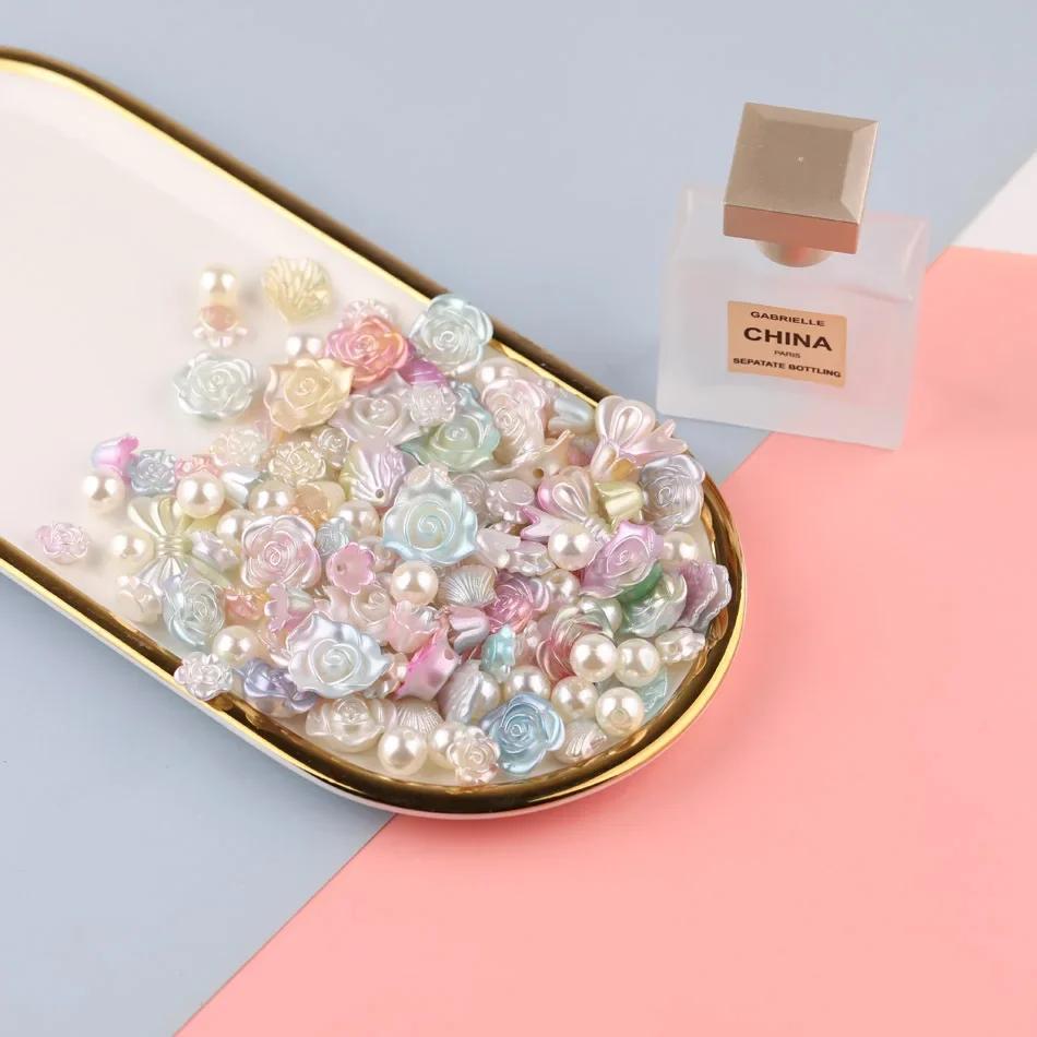 50g Baroque Beautiful Color Bow Butterfly Flower Pearl Material Pack Girl DIY Handmade Cream Gel Phone Case Hairpin Decoration