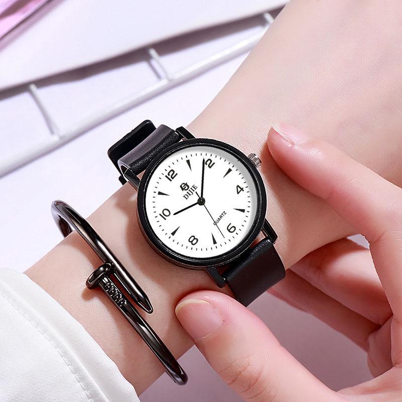 Korean Style Retro Quartz Watch for Middle School and College Entrance Exams – Simple, Classic, Unisex Little Black Watch