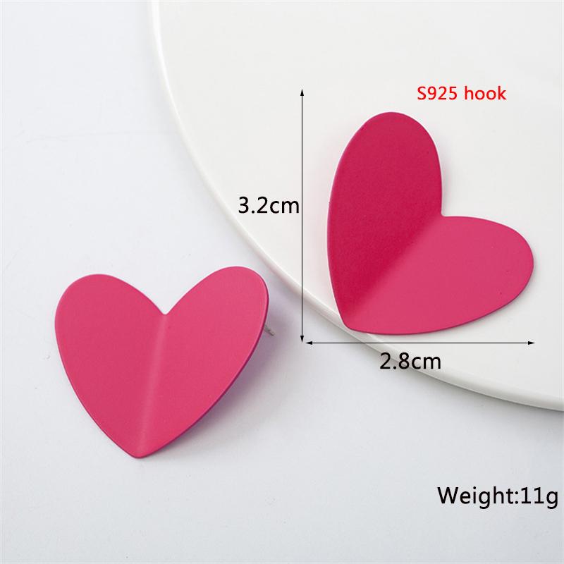Heart Dangle Earrings for Women Colorful Enamel Crystal Love Heart Sweet Korean Female Drop Earrings aretes de