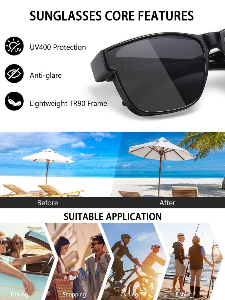 Paquete de 2 Gafas de Sol Polarizadas Fit Over para Hombres Mujeres, Gafas de Sol de Moda para Usar Sobre Gafas, Gafas con Protección UV
