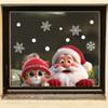 Christmas Window Clings With Cute Santa Cat Snowflake Pattern Removable Self Adhesive For Home Shop Xmas Decoration