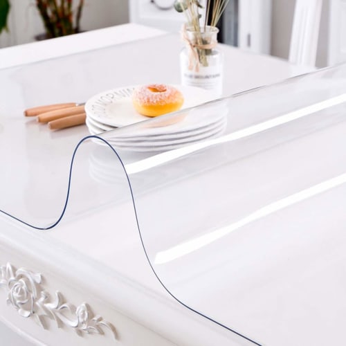 YAHUO PVC Transparent Table Mat, Tablecloth, Vinyl Desk Mat, Table Cover, Width 40-180cm, Thickness 1mm, Multifunctional, Water-Repellent, Heat-Resist