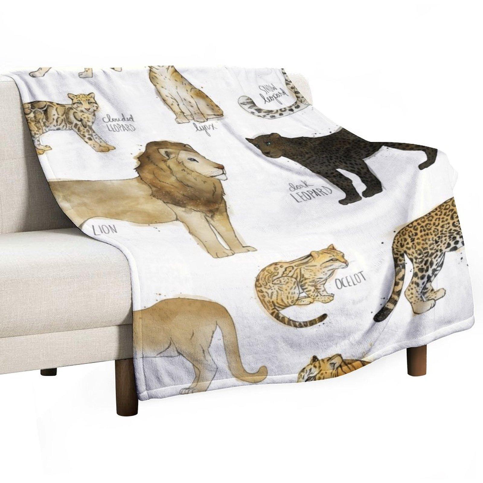 Wild Cats Throw Blanket Flannel Fabric Luxury Bed covers bed plaid Blankets 30x40in