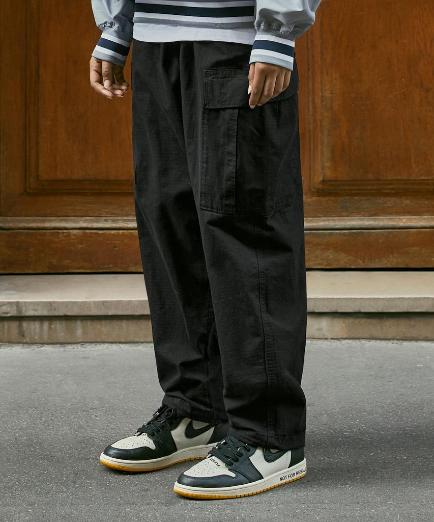 Peullukeu Wide Ripstop Cargo Pants Black Fpt113