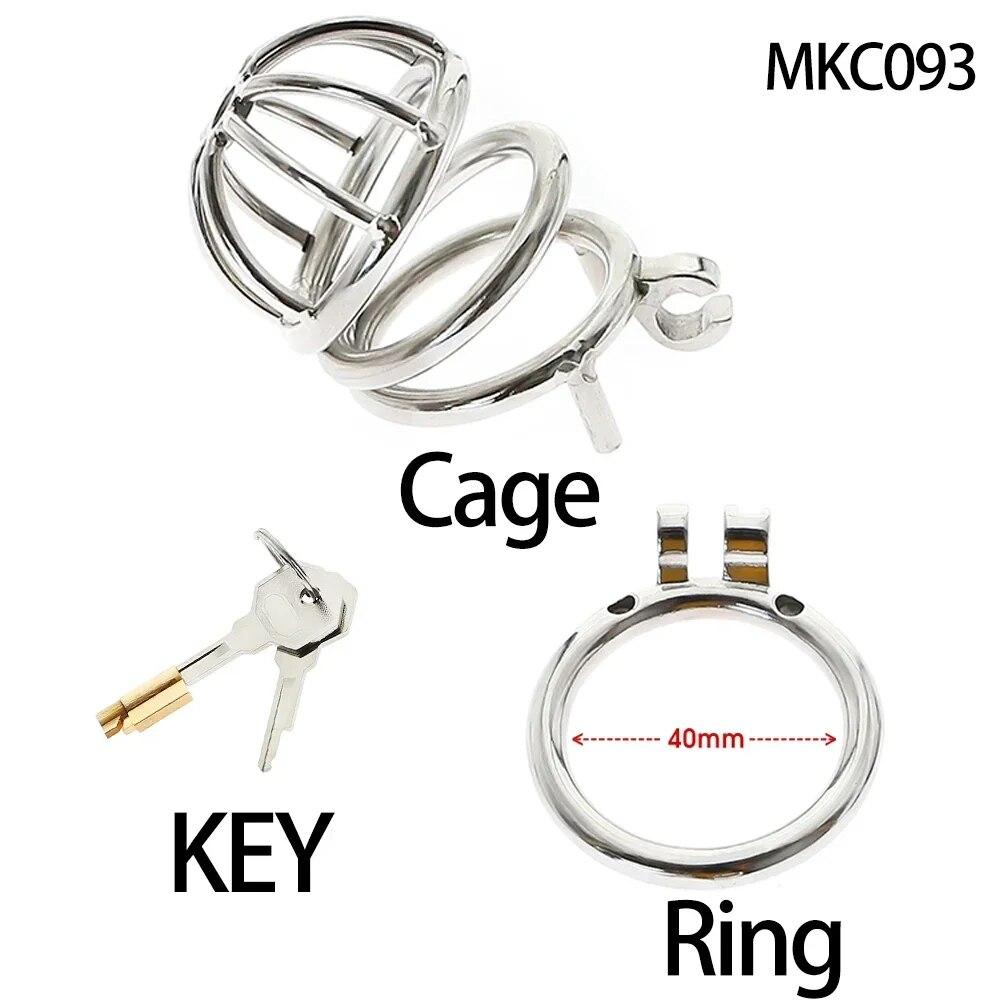 Liten penislås Mann rustfritt stål hanebur Kyskhetsanordning Penislås Erotisk bondage Ektemann Lojalitet Stort metall hanebur