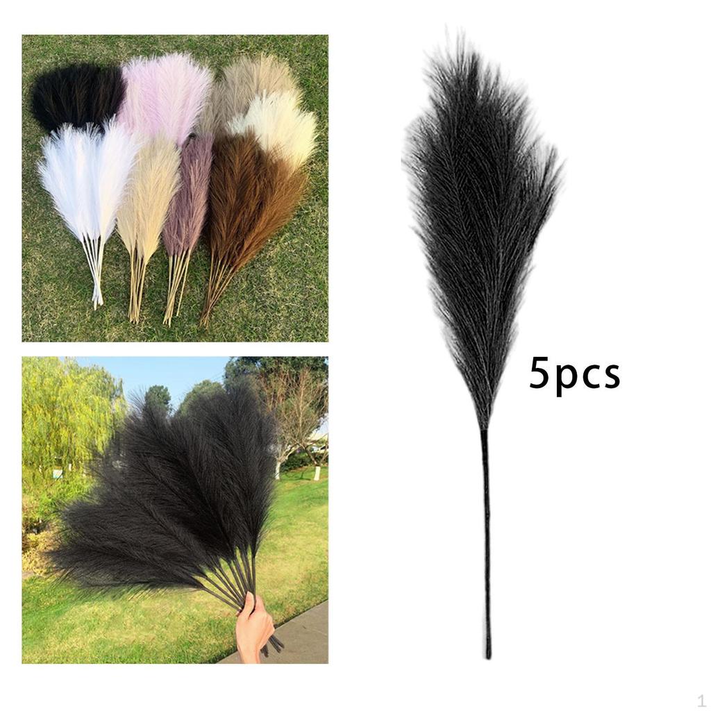 5Pcs 70cm Artificial Pampa Grass Dried Branches Stems Faux Bulrush Reed Flower For Vase