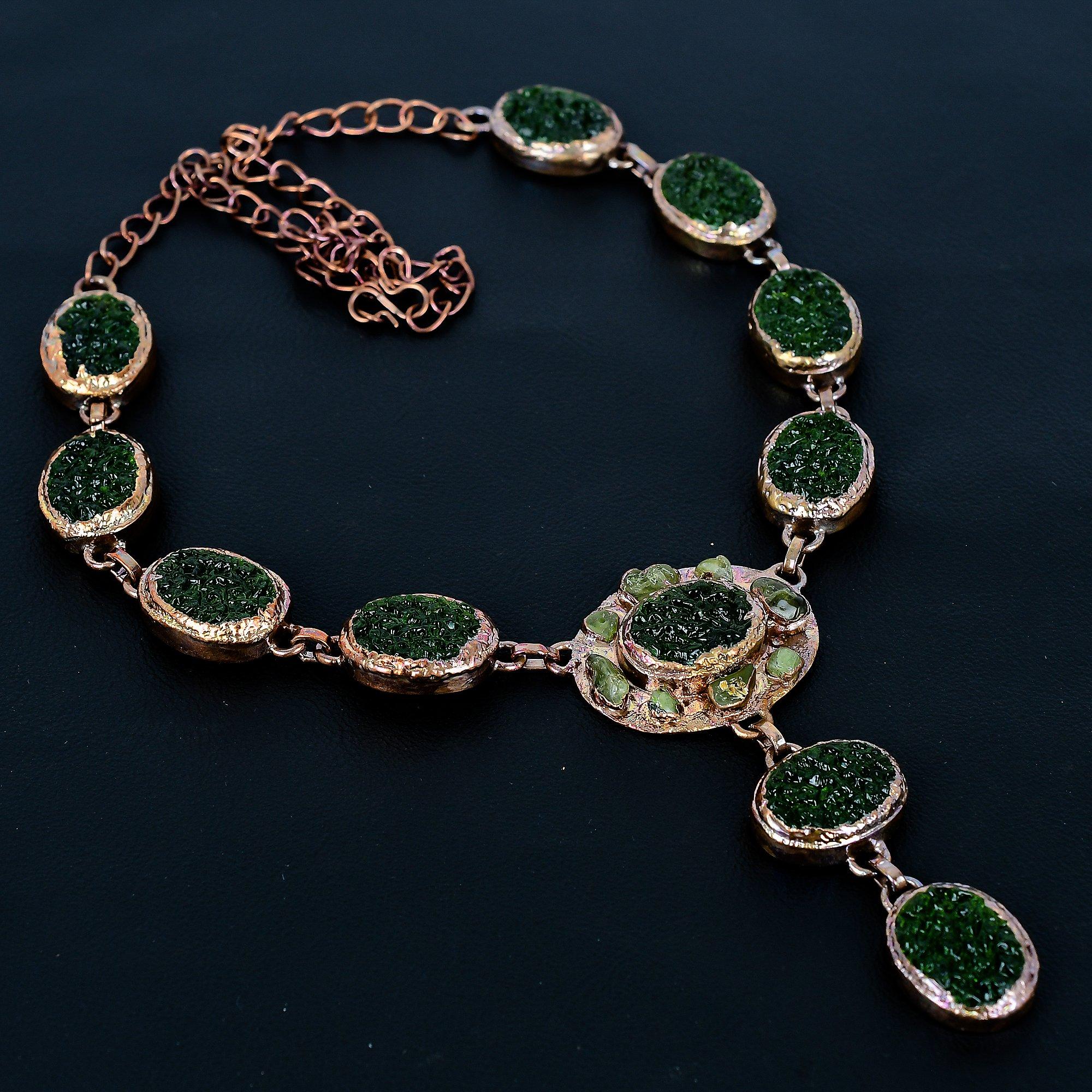 

Moldavite Necklace, Copper Electroformed Jewelry, Gemstone Necklace, Gift For Her Handmade Dainty Jewelry 2.55 Inches