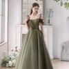 Evening Dress Women's 1011 New High-end Banquet Host Art Examination Engagement Suspender Thin Dress Fairy Bridesmaid Clothes