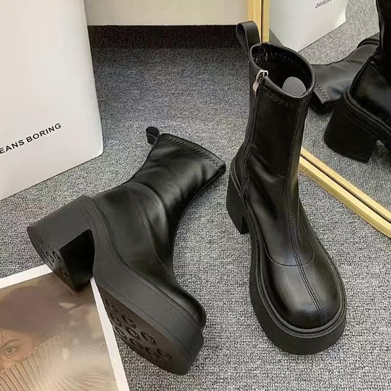 Fashion High Heels Women Ankle Boots Platform Chunky Fashion Shoes Winter Dress Designer Pumps 2025 New Cozy Goth Chelsea Botas De Mujer