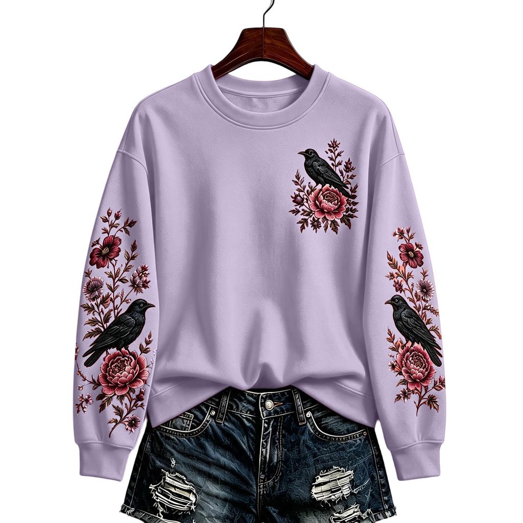 Women's Halloween Pullover Sweatshirt Casual Printed Long Sleeve Top