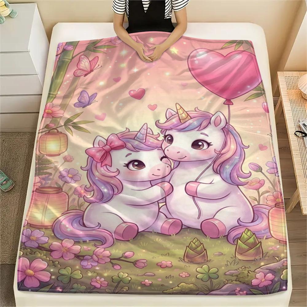 Unicorn Animal Print Flannel Blanket, High Quality Comfortable for All Seasons, Home Decor, Warmth and Comfort, Perfect for Christmas Gifts138