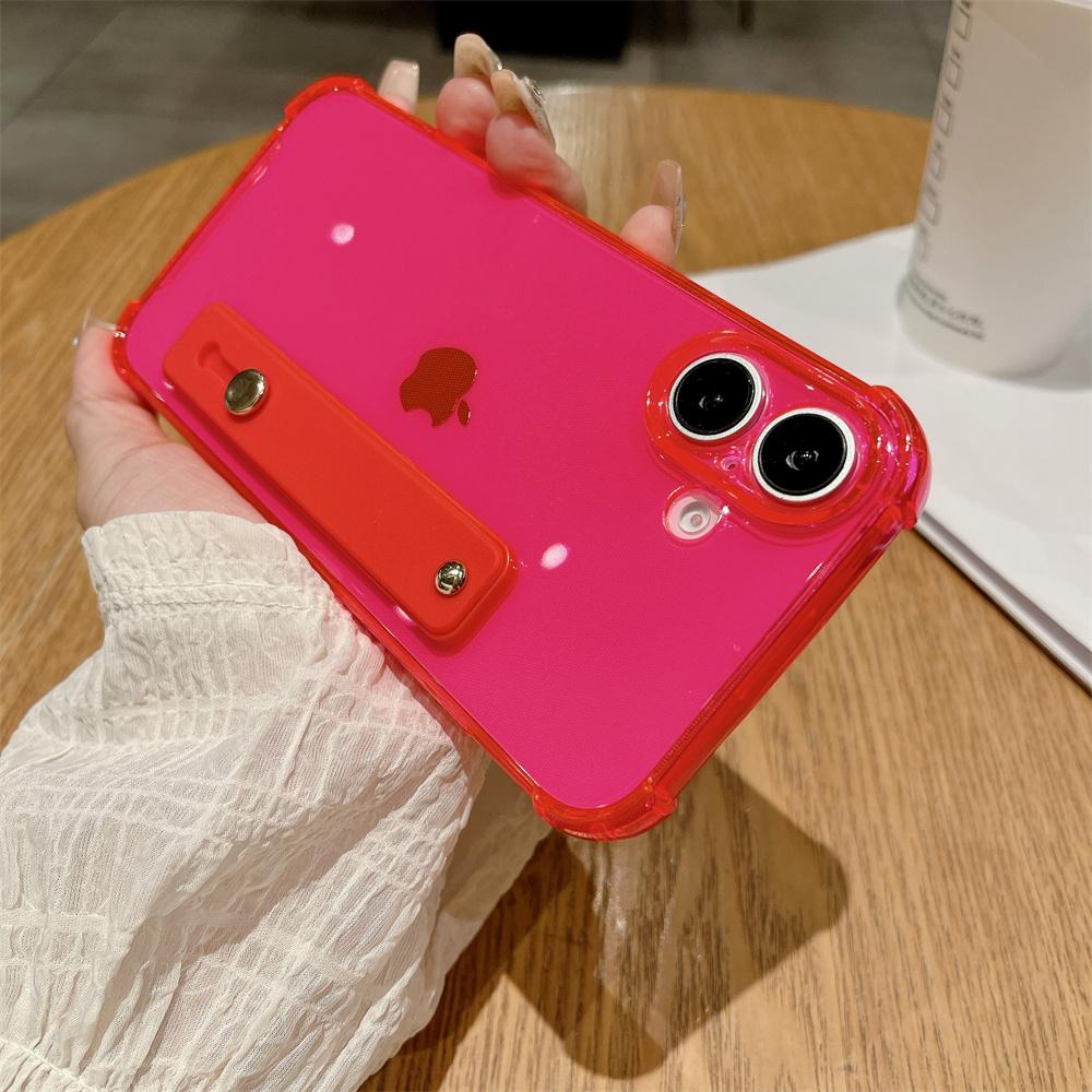 Transparent Bumper Wrist Strap Grip Case For iPhone 16 15 14 13 12 11 Mini Pro Max Plus XR XS X 7 8 SE Shockproof Cover