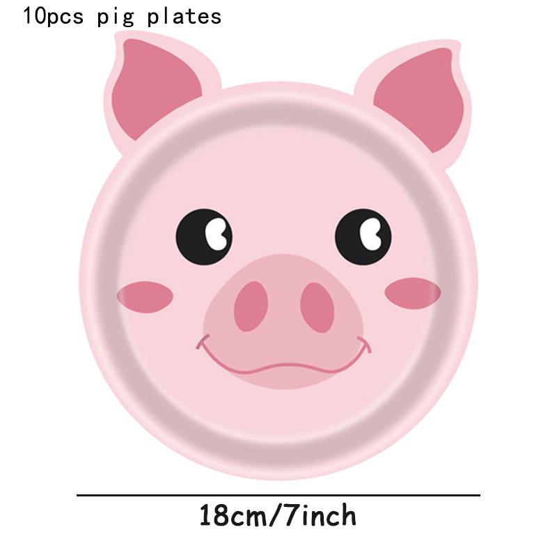 10pcs Farm Animals Party Paper Plates Cow Sheep Duck Chick  Disposable Plate Kids Children Birthday Tableware Parties Supply