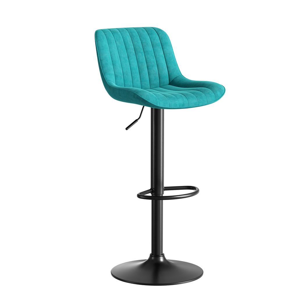 Blue Dining Room Bar Stool Swivel Chairs, Set of 2 - Velvet-Covered, Height-Adjustable, 360 degrees Swivel Function