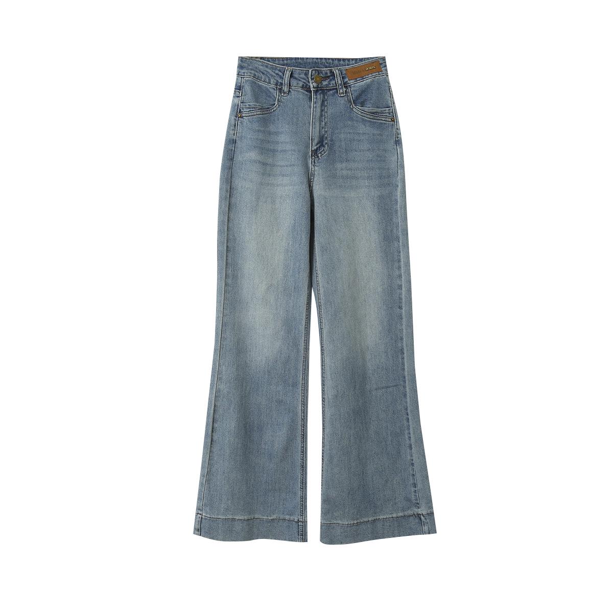 

Ou Fan Retro Blue High-Waisted Micro-Flare Pants - Women s Spring/Summer 2025 Versatile Loose Jeans Large джинсовый синий